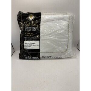 NOS Vtg Made in USA First Lady Non-Iron One Bottom Fitted Sheet TWIN BED White